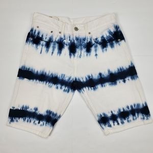 Levi Jean Shorts Size 28 White Blue Tie Dye Horizontal Style 508 RARE